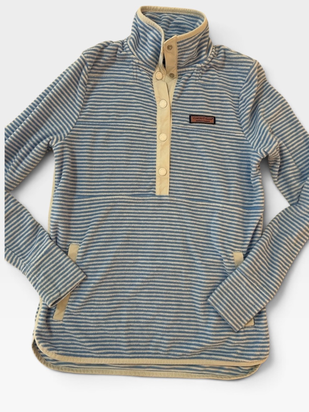 Vineyard vines Terri cloth stretch Pullover Shirt in Light Blue White X